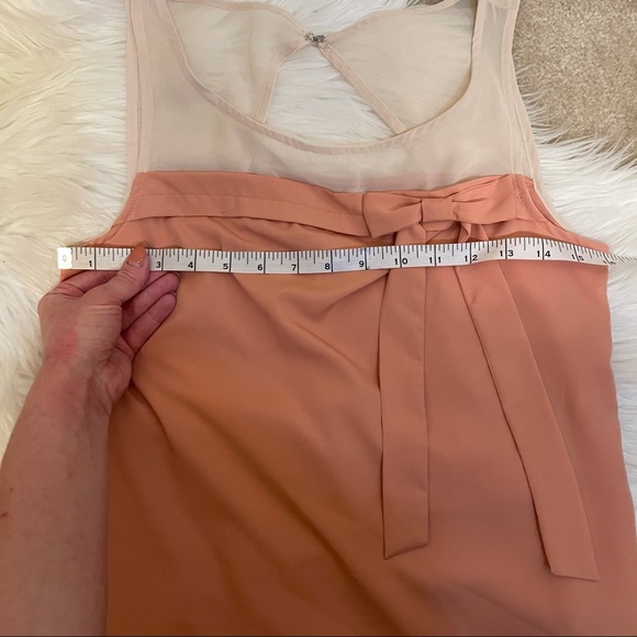 LC Lauren Conrad Peach & Sheer Cream Colorblock Bow Blouse XS - Picture 8 of 13